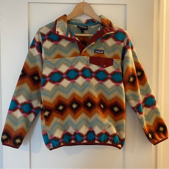 Patagonia Synchilla Snap T Fleece Aztec Timber Twist: Cinder Red Women’s  XXS - Picture 2 of 9